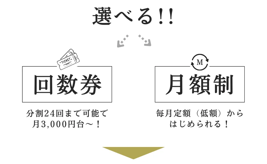 料金は回数券と月額制から選べる（分割24回まで・月3,000円〜）