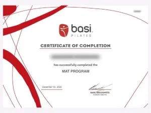 BASI マットの資格証（個人名はぼかしています）